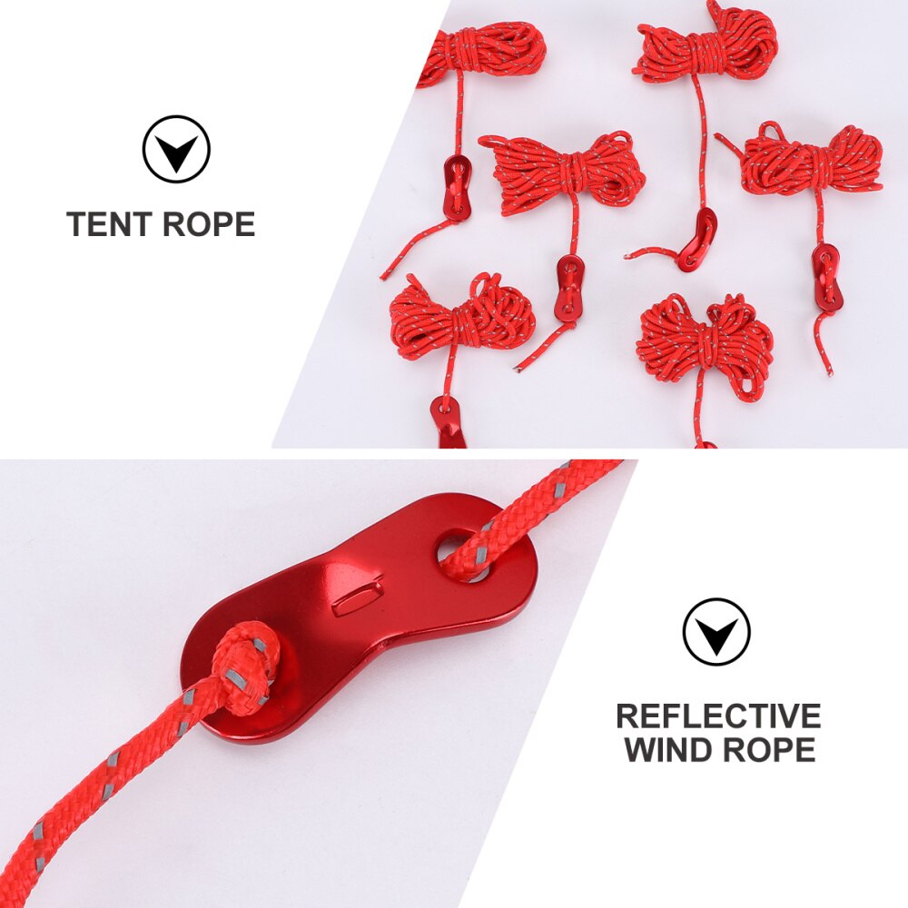 6Pcs 4 Meter Guyline Tent Touw Reflecterende Touw Tent Cord Met 2-Eye Touw Spanners Voor Camping Wandelen backpacken (Groen)