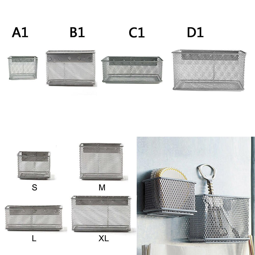 Wire Mesh Magnetic Storage Basket Refrigerator Cabinet Suction Basket Whiteboard Document Magnetic Tray Organizer