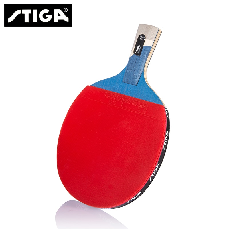 STIGA pro – raquette de tennis de table, 5 étoiles, meilleure , en carbone, avec raquette de ping-pong en caoutchouc, manche court