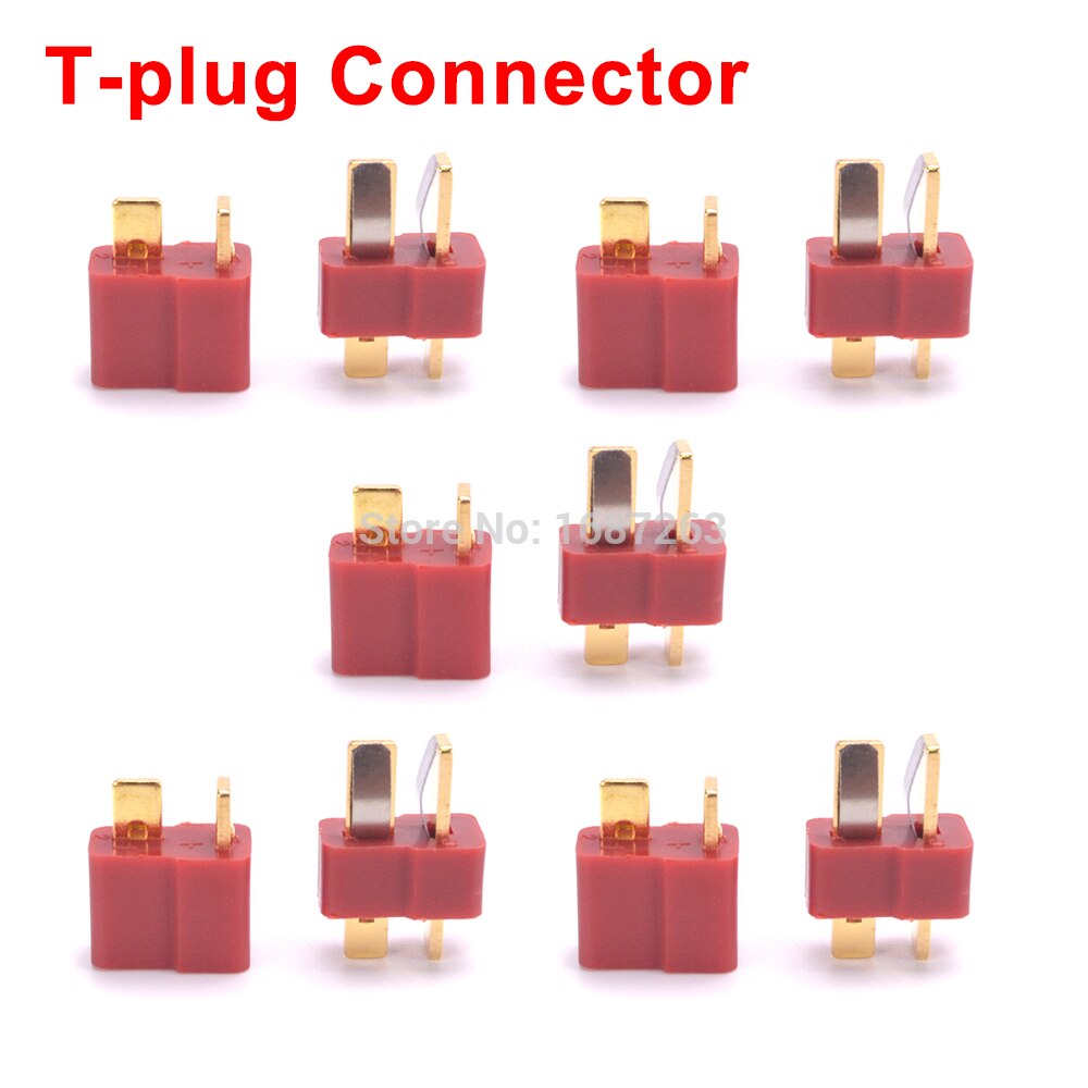 10 Pairs XT30 XT30U XT60 XT60H XT90 EC2 EC3 EC5 T Plug Battery Connector Set Male Female Gold Plated Banana Plug for RC Parts: 5pairs T-plug