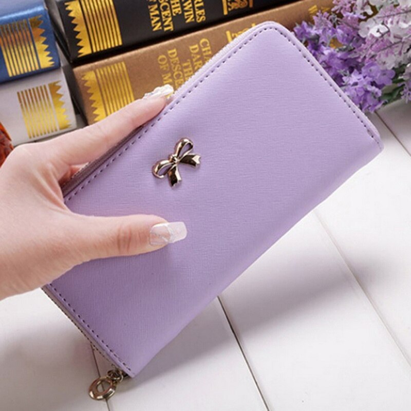 Raccoglitore lungo delle Donne di Cuoio Della Borsa e Del Raccoglitore Della Signora di Disegno Del Partito di Frizione Titolare della Carta Femminile Carteras Bolsos De Mujer 2020: purple 2