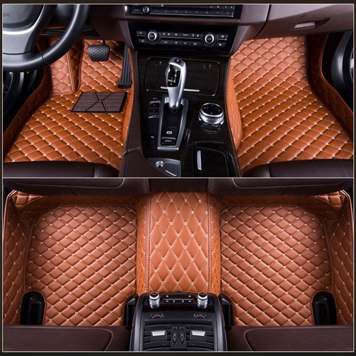 3d auto vloermatten voor toyota land cruiser 100 200 waterdichte leren vloermatten auto-styling interieur auto vloermat: Bruin