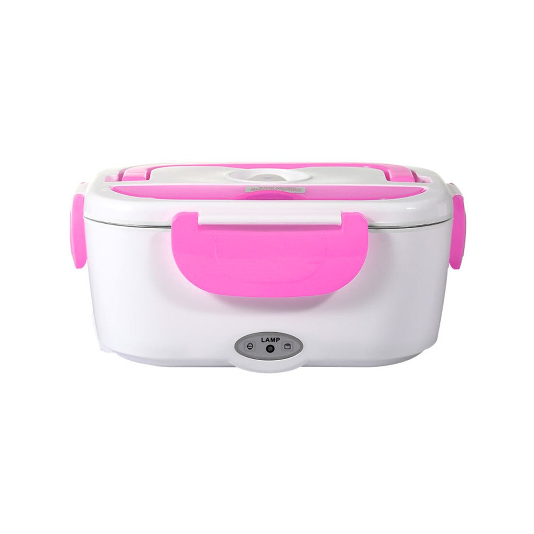 12V 110V 220V Electric Heated Lunch Box Portable 2 in 1 Car& Home US Plug/EU Plug Bento Boxes Stainless Steel Food Container: Pink / US Plug / dual use Stainless