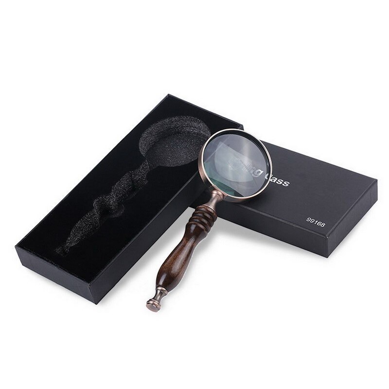 70mm 10X Map Inspection Wood Handle Handheld Magnifying Glass For Reading Antique Portable Books Elder Magnifier