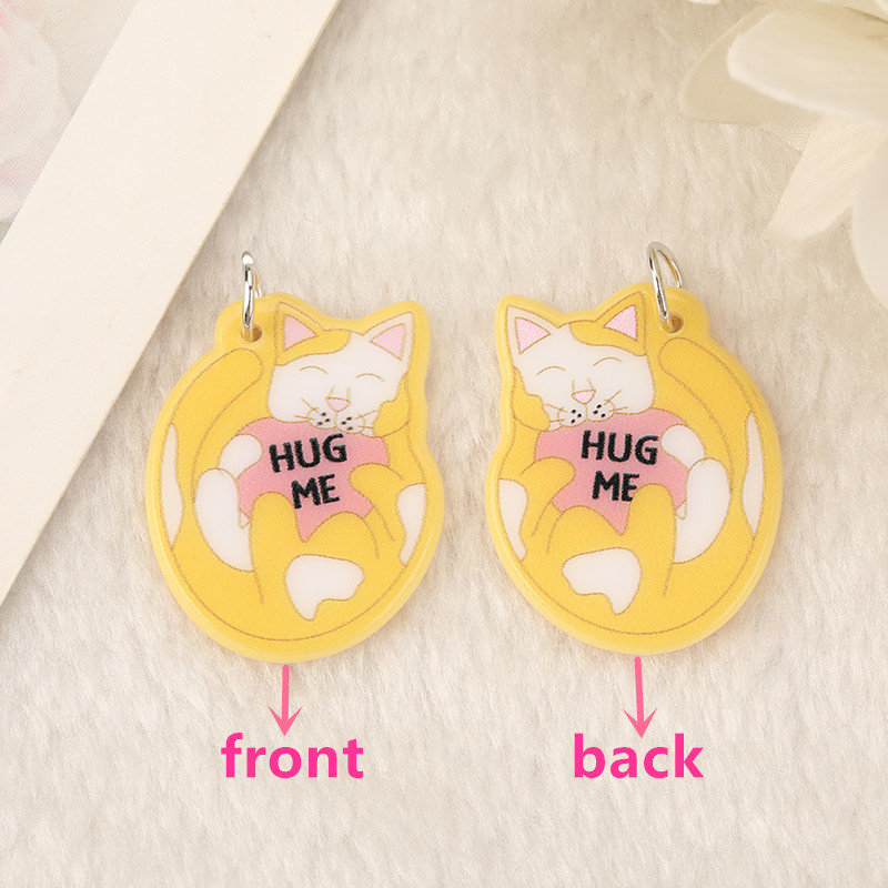 6Pcs Valentine Charms Acrylic Love Cat XOXO For Necklace Keychain Diy Making Accessories