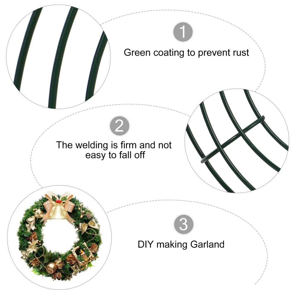 5Pcs Wreath Frame Green Round Wire Wreath Making Ring Christmas Wreath Accessory