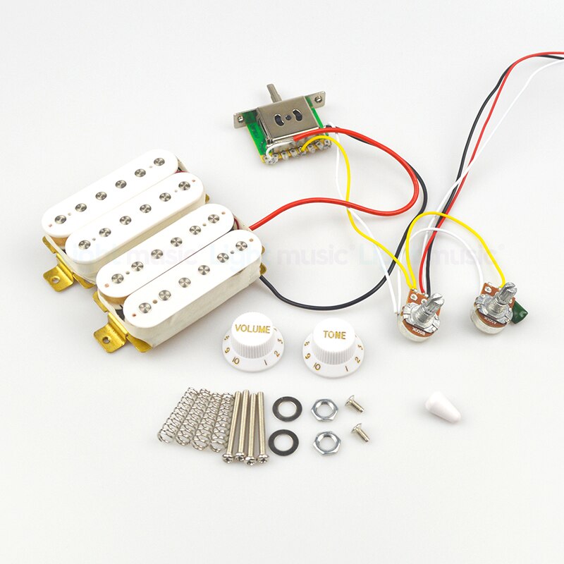 SSS SSH HH Electric Guitar Pickup Wiring Harness Prewired 5-way Switch 2T1V for ST Electric Guitar Black White Guitar Parts