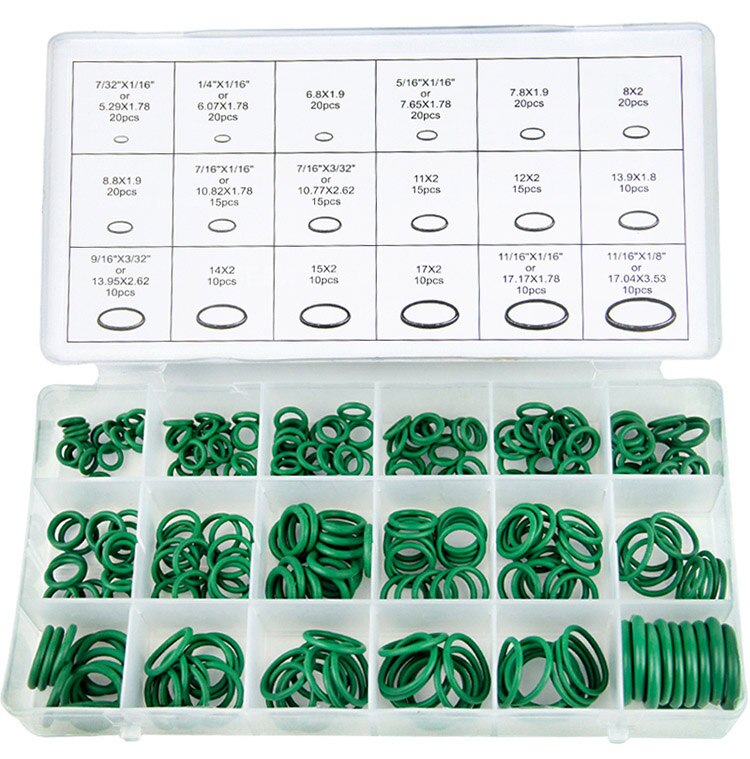 270PCS/set Rubber O Ring Assortment kit oring Washer Gasket Sealing O-Ring pack 18 Sizes with Plastic Box silicone rubber rings: 270pcs green