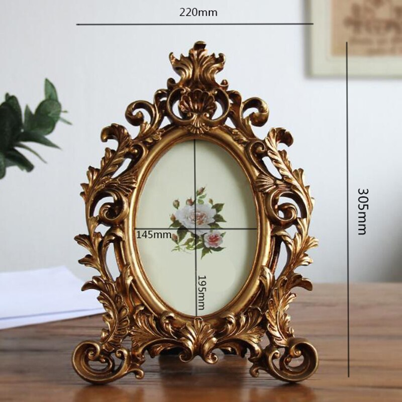 Luxe Barokke Stijl Gouden Kroon Decor Creatieve Hars Foto Desktop Frame Fotolijst Cadeau Voor Vriend Handgemaakte Diy Display: 8 inch