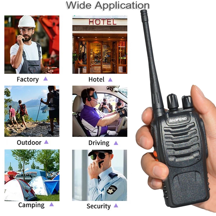 4PCS Originale Baofeng BF888S Walkie Talkie 5W BF-888S 5KM UHF 400-470MHZ Ricetrasmettitore Portatile Radio Bidirezionale BF 888S Citofono