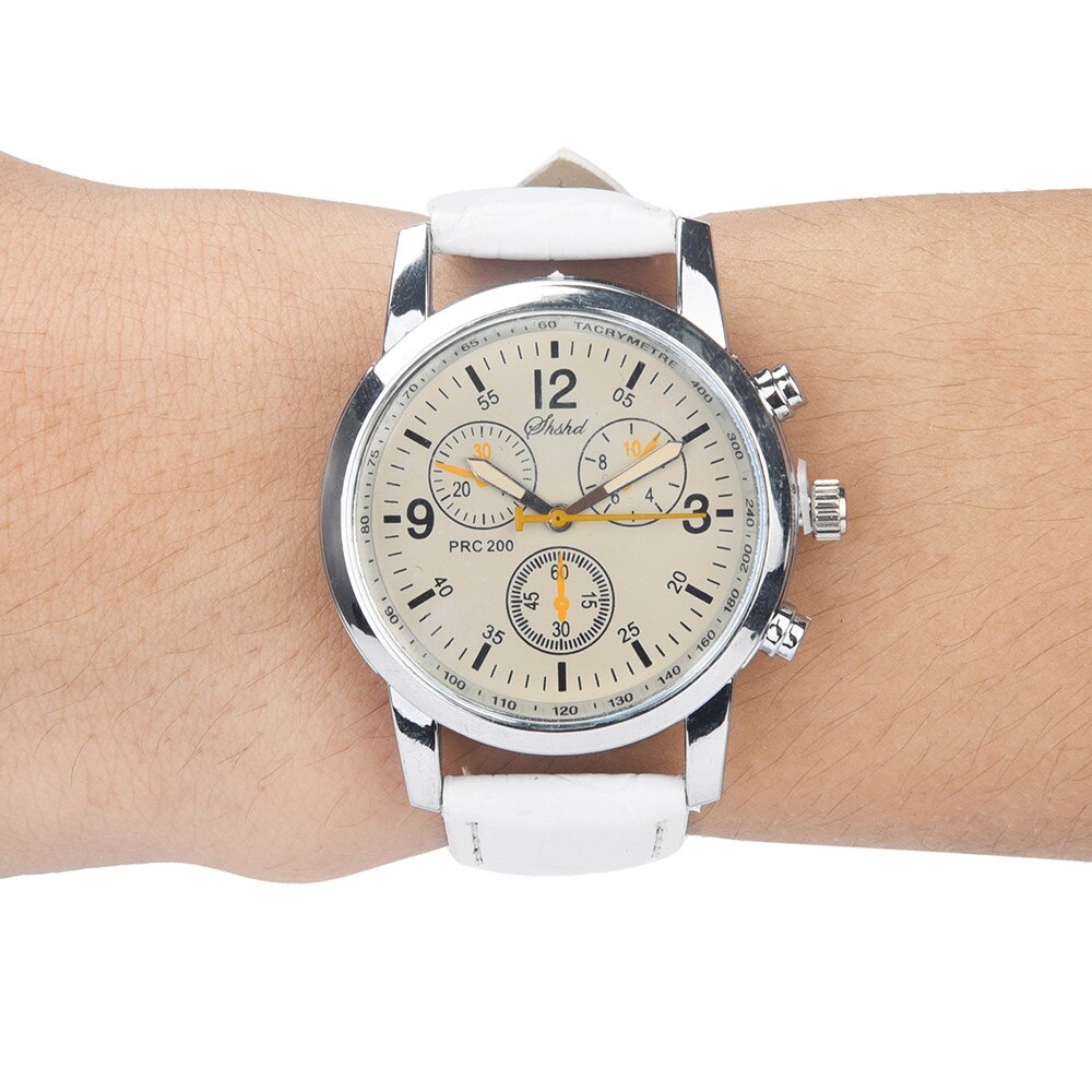 Man Horloge Blue-ray glas neutrale quartz simuleert pols epidermale Lederen Band horloge: A