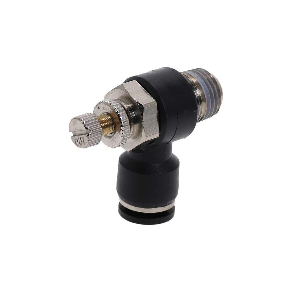 Throttle Valve L Type Quickly Inserted Pneumatic Joint Fittings SL4 6 8 10 12MM-(M5" 1/8" 1/4" 3/8" 1/2") Black