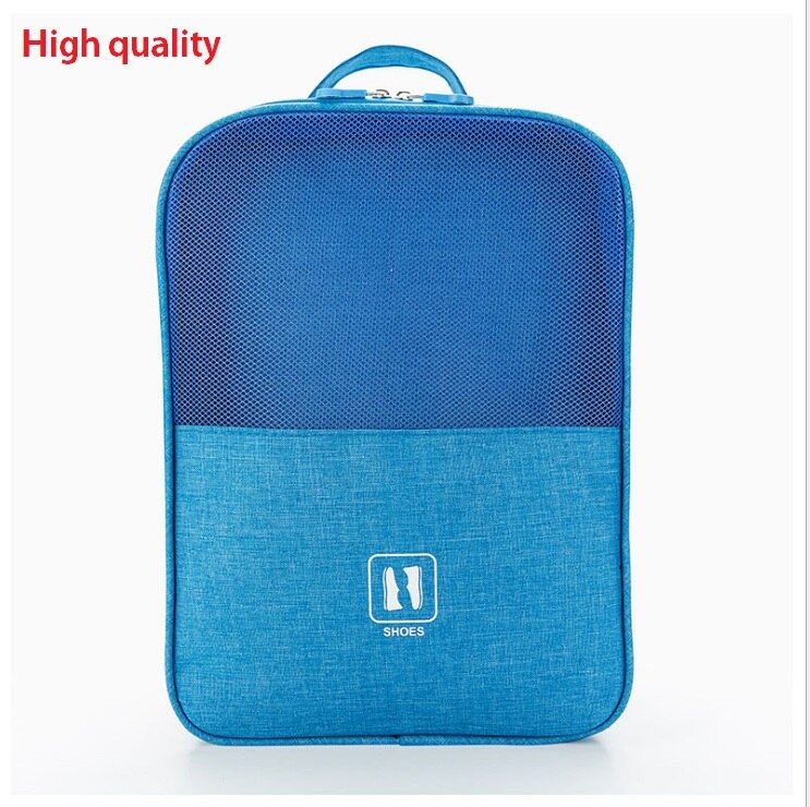 3 Layers Portable Shoes Storage Travel Bags Organizer Mesh Sorting Pouch Dustproof Bags Waterproof Unisex Shoes Covers Tote Bag: Good light blue