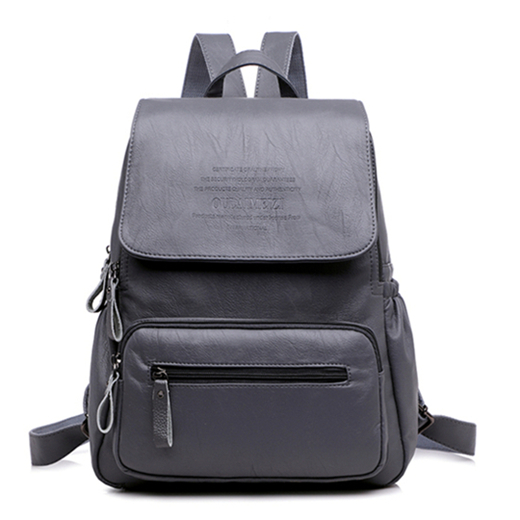 Lanières de luxe femmes sacs à dos de en cuir PU sac à dos femme sacs d'école pour fille grande capacité voyage Ba: Gray