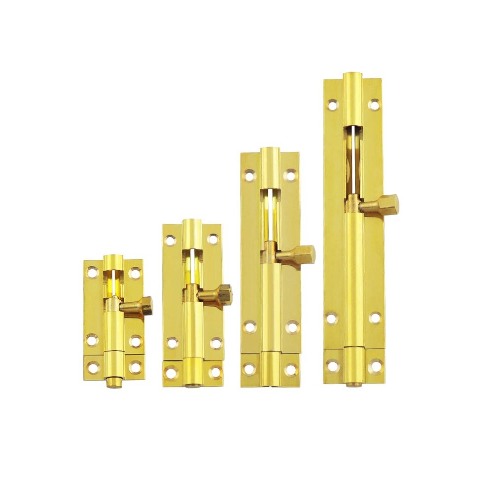 8PCS 1.5/2/3/4/6 Inch Long Golden Brass Door Latch Sliding Lock Bolt Latch Hasp Staple Gate Safety Lock