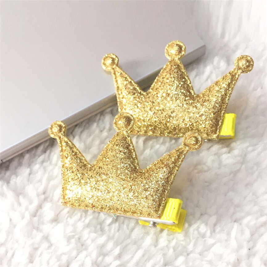 2 pcs bebê clipes de cabelo conjunto presente meninas festa lantejoulas brilhando princesa clipes de cabelo pequena coroa delicada couro estilo de cabelo fivela