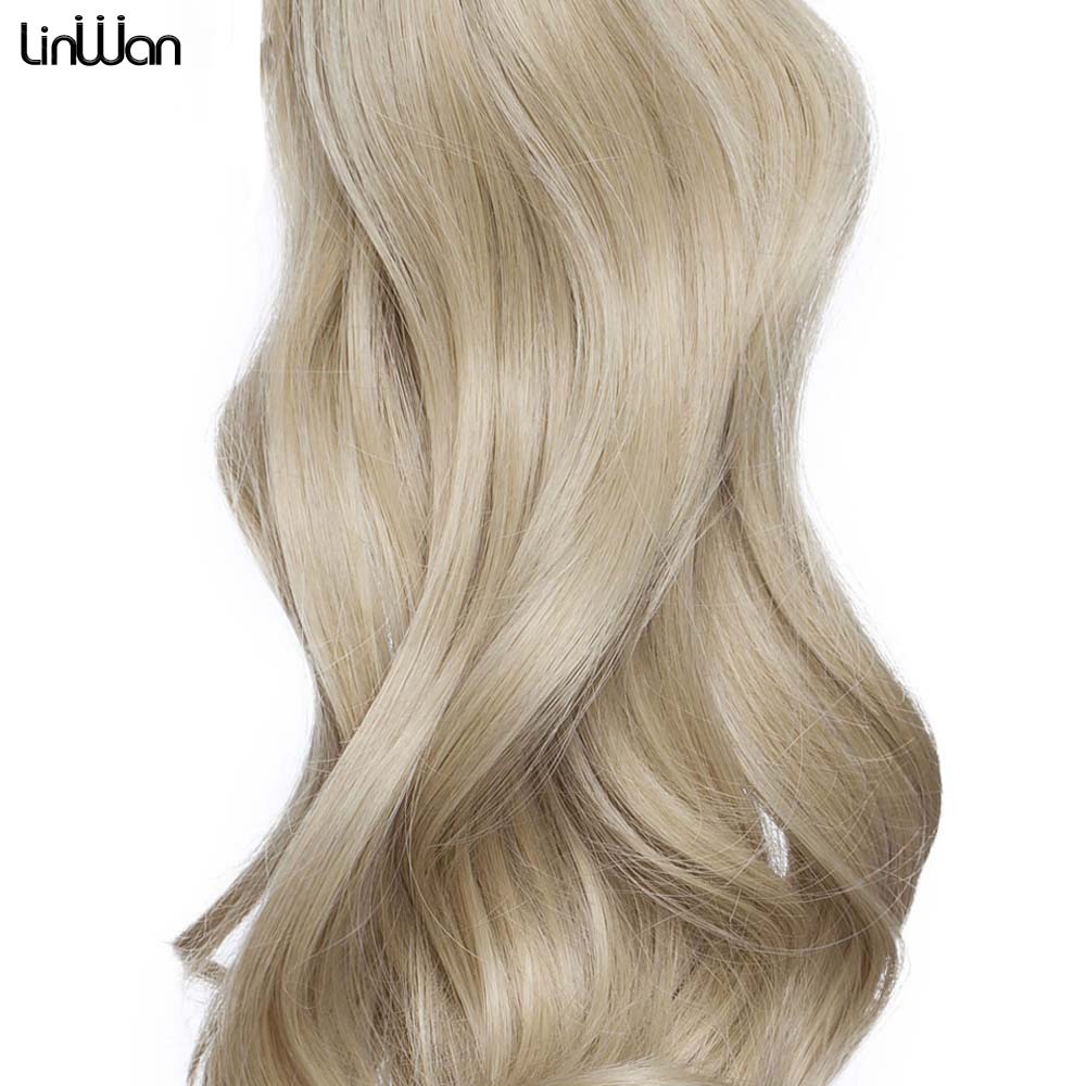 Extensiones de cabello de cola de caballo ondulada y rizada de 20 pulgadas, pinza sintética en postizos de cola de caballo para mujeres blancas, Color marrón, negro y rojo