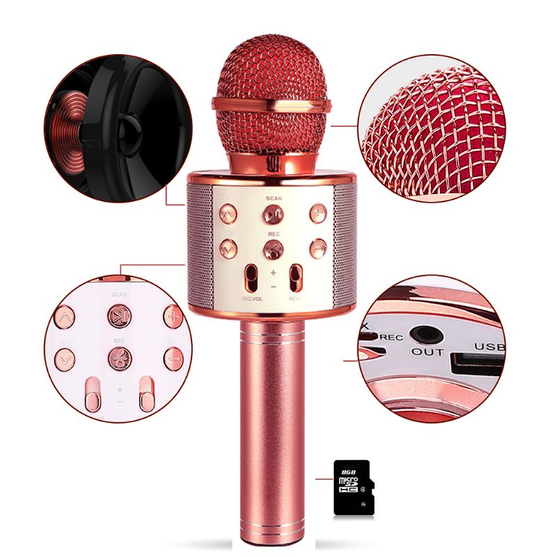 WS-858 Draadloze Bluetooth Karaoke Condensator Microfoon Luidspreker Speler Ktv Muziek 63HE