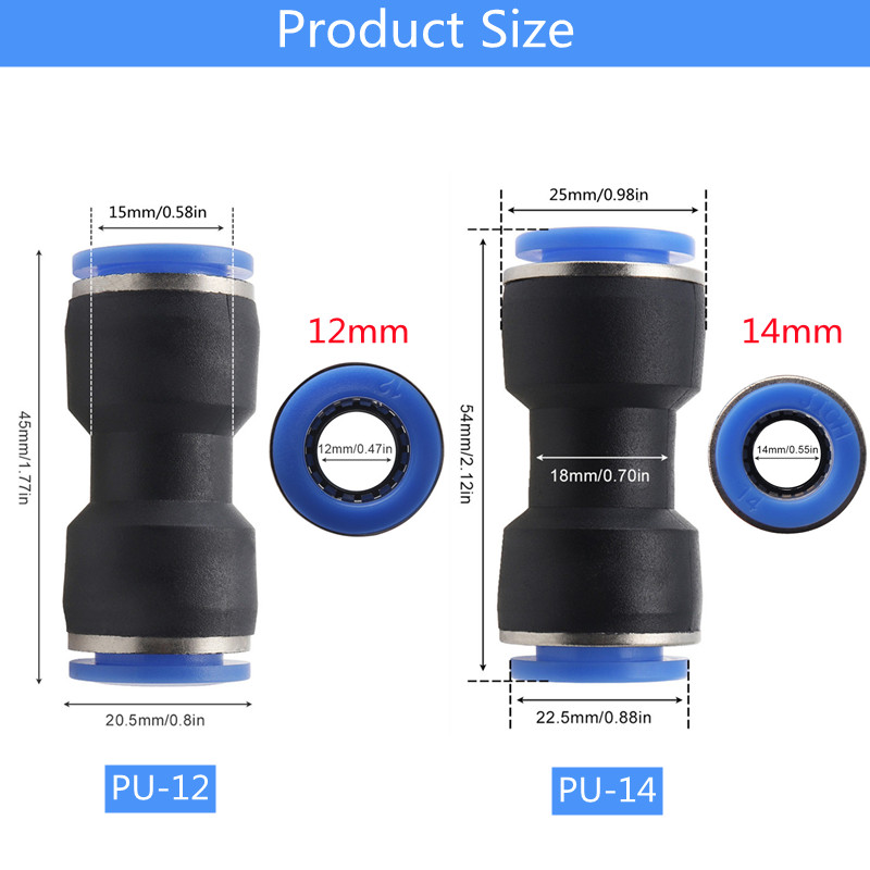 Conector de tubo neumático, accesorios rápidos de aire, acoplador de manguera de empuje de agua, 10 piezas, 4mm, 6mm, 8mm, 12mm, 14mm