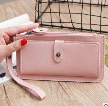 Style Women Casual Solid Clutch Long Wallet Purse Ladies Zipper Hasp Phone Card Holder: H