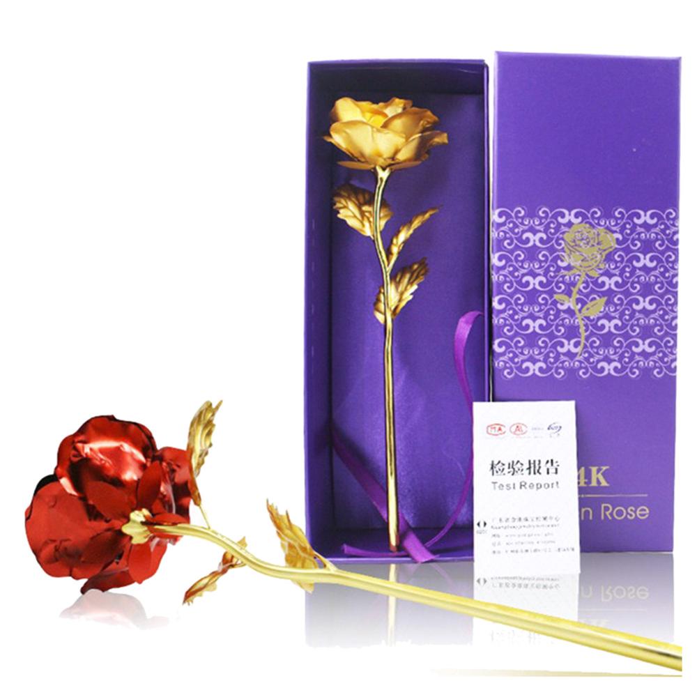 24K Gold Foil Rose Gold Rose Valentine's Day Wedding Anniversary Gold Foil Box Giveaway Small: Red ordinary