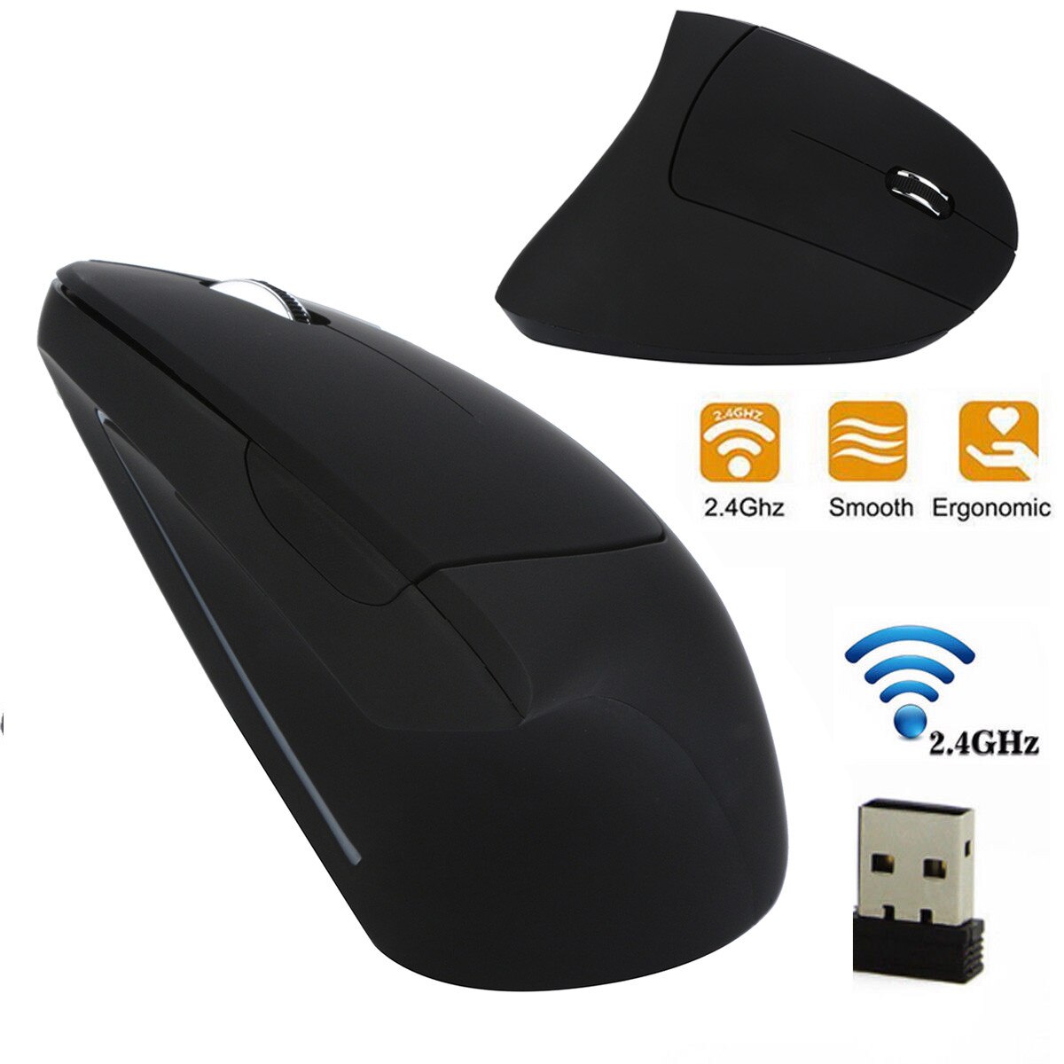 Marca de moda mouse durável 6 botões sem fio mouse 2.4 ghz jogo design ergonômico vertical mouse 1600 dpi usb ratos venda quente