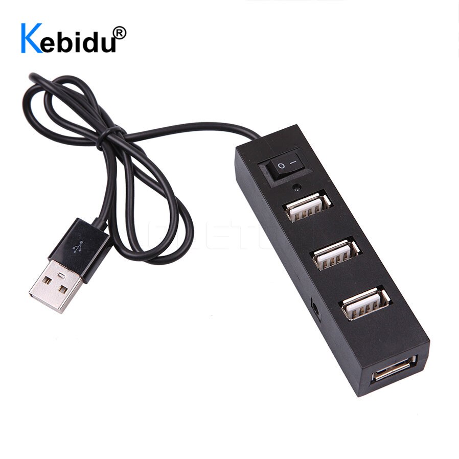 Kebidu External Multi Hub Expansion 4 Ports USB 2.0 On/Off Switch Splitter USB Hubs For Windows for XP Vista/7 for Mac OS 9.1