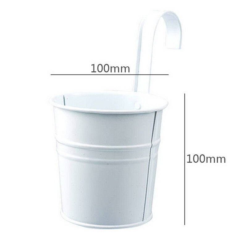 10 Kleuren Opknoping Bloempotten Haak Muur Potten Tuin Potten Balkon Plantenbakken Metalen Emmer Bloem Houders Home Decor: white