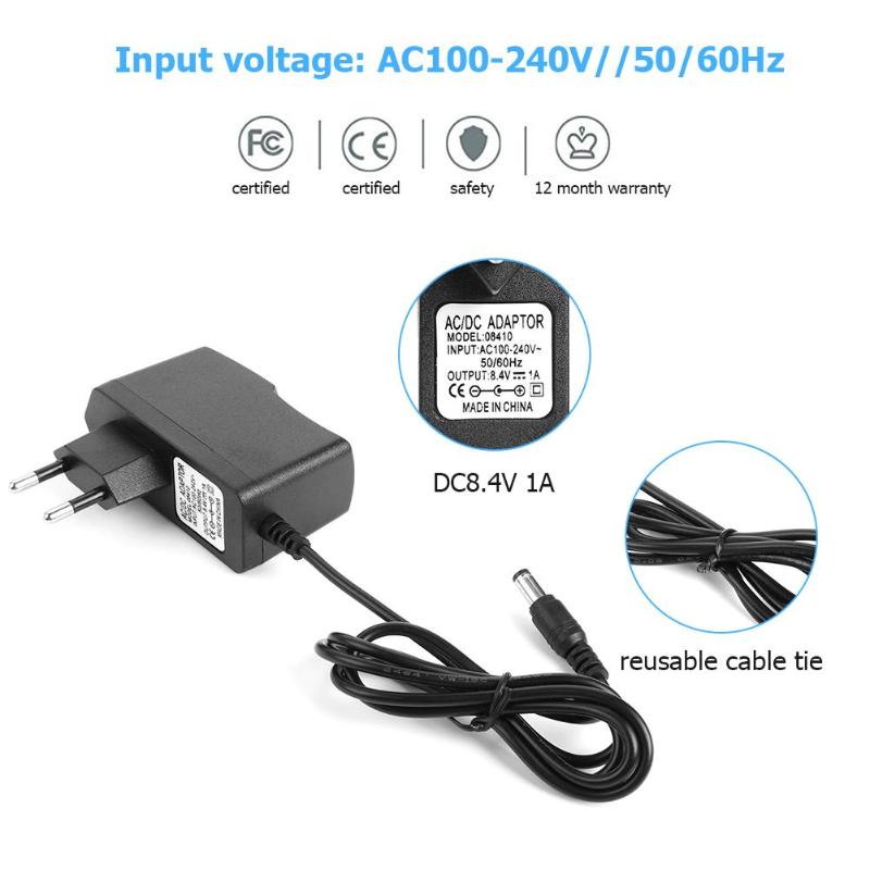 Battery Charger Power Adapter DC 8.4V 1A Uitgang 5.5x2.1mm Li-Ion Lader voor 7.4 V-8.4 V 18650 Li-Ion Batterij Opladen EU/US Plug