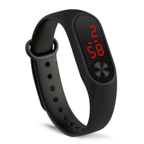 Silicone LED Display Waterproof Watch Digital Wristwatch Kids Students LXH: Black