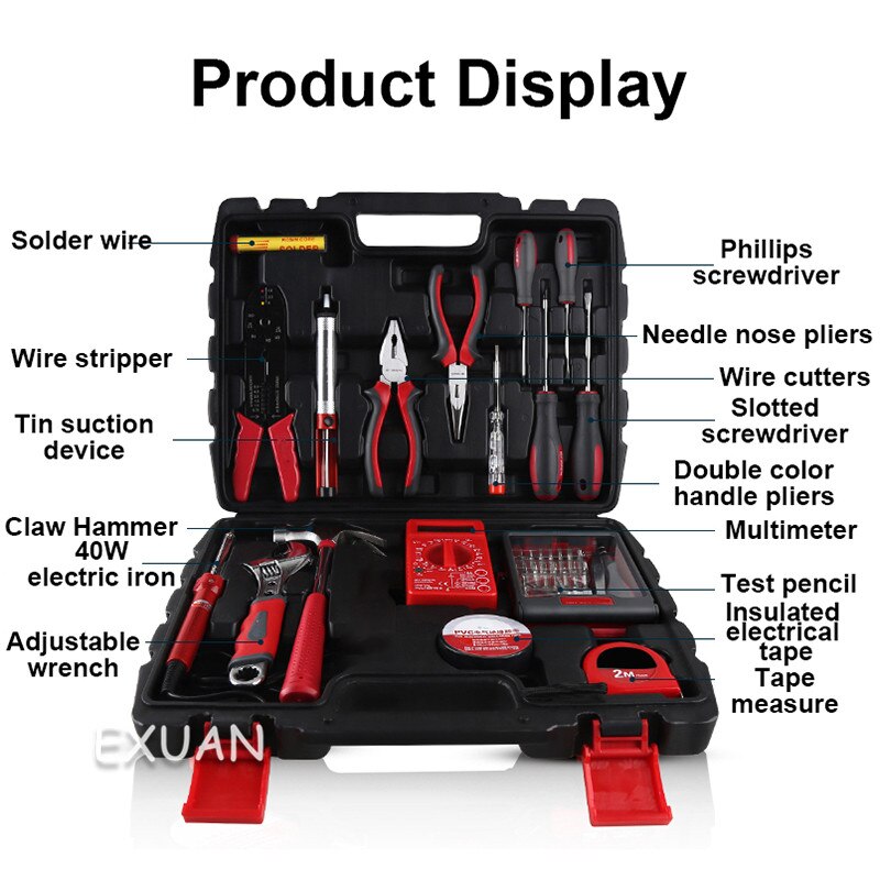 Multifunctional electric toolbox household maintenance toolbox 50-piece manual household toolbox is durable