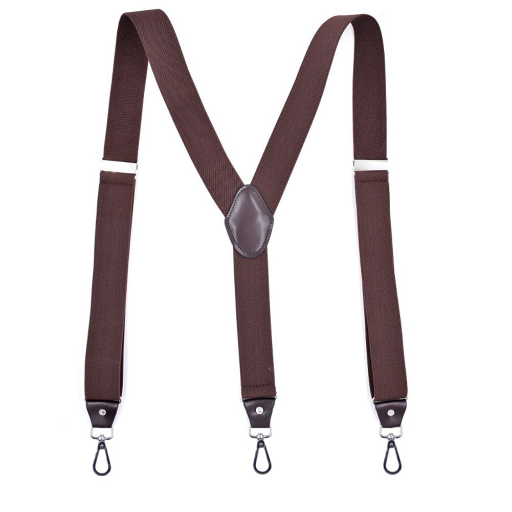 Hook Buckle Suspenders Stretchy Wide Elastic Men Pliers Women Braces LXH: Coffee