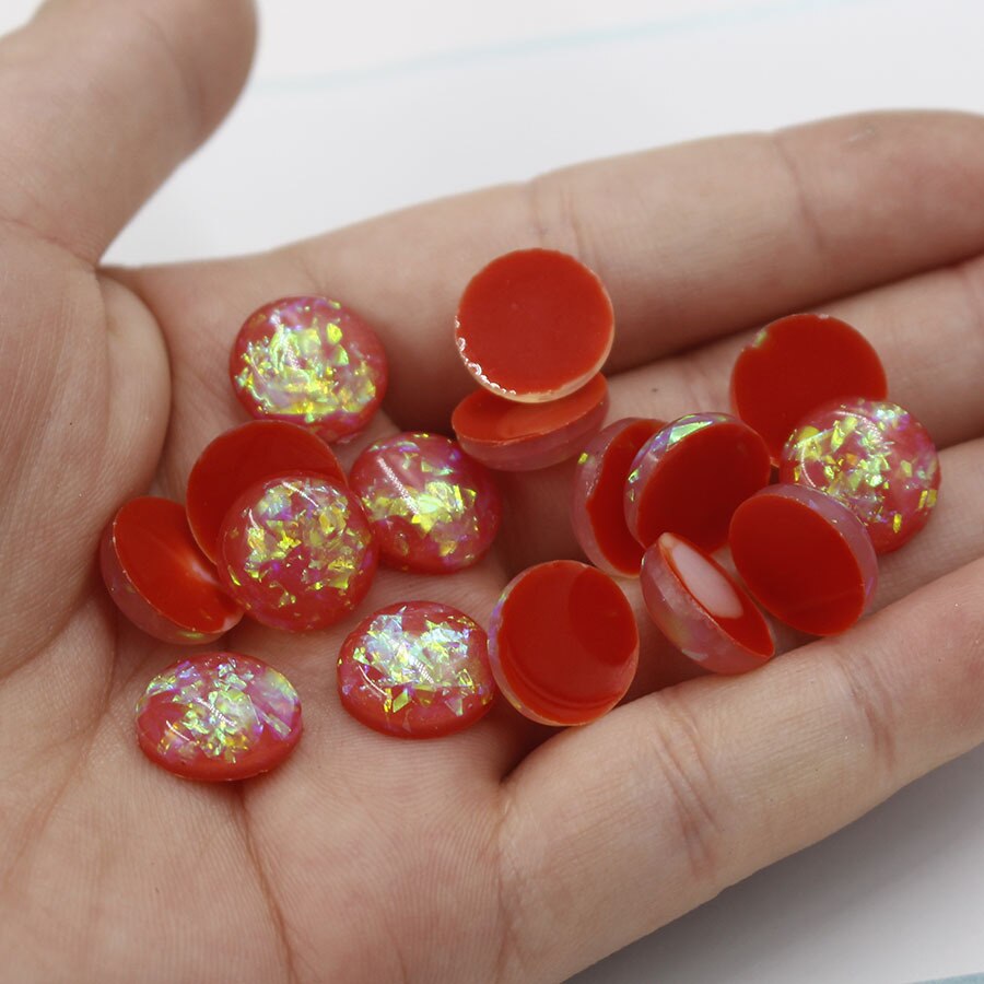 12 mm 50 stk flatback harpiks opal sten prikket runde rhinestones cabochons perler flad ryg harpiks til gør-det-selv øreringe/hårdekoration: 11