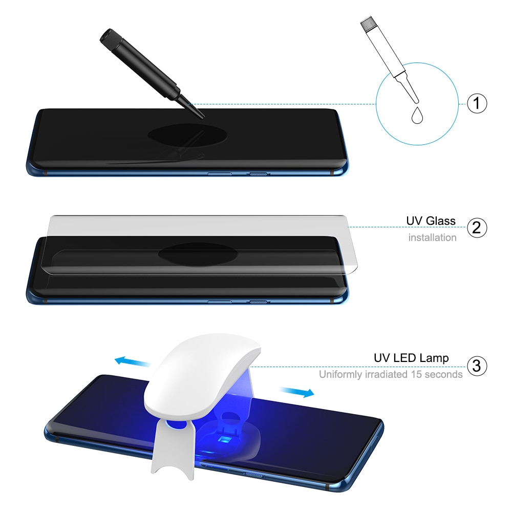 Screen Protector with fingerprint unlock for Oneplus 7 Pro UV Glass film full cover for Oneplus 7T Pro tempered glass