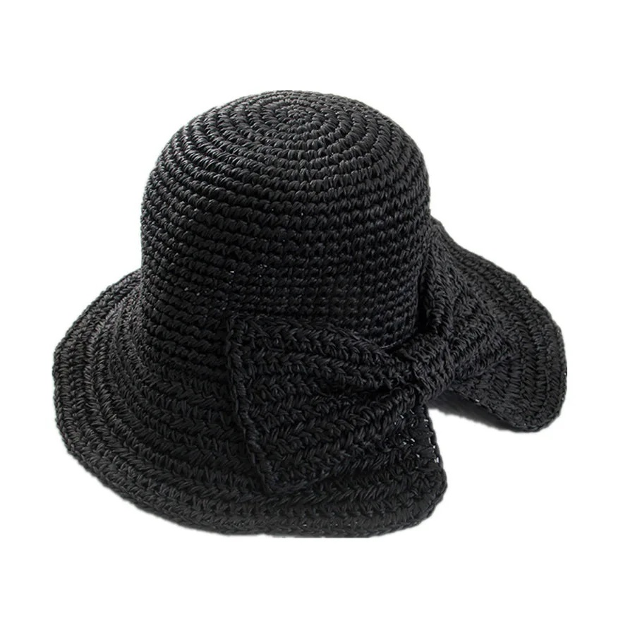 Hopfällbar stråhatt solhatt med liten brätte strandsandstrand fiskare fjärilshatt solskyddskeps sommar anti-uv-hatt: Koppar