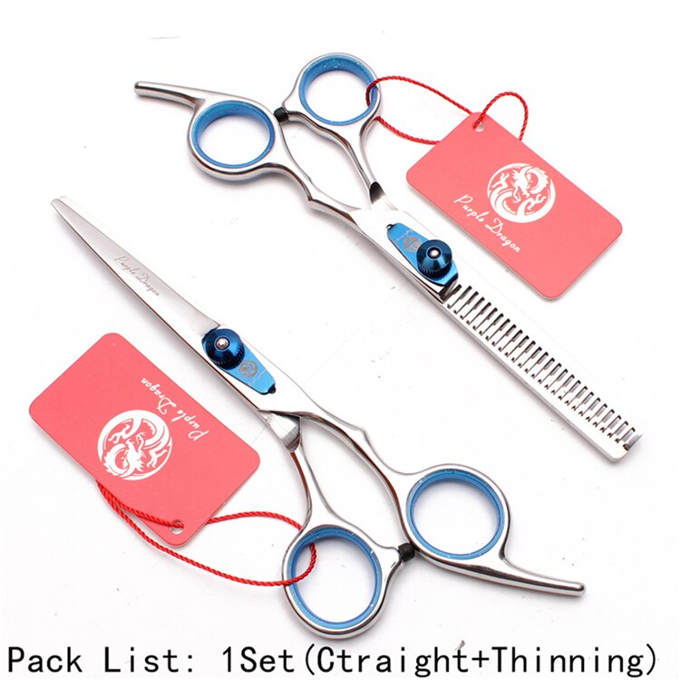 6 pulgadas JP-Tijeras de aseo para perros con tornillo azul inoxidable, tijeras normales para adelgazamiento, tijeras profesionales para mascotas, Z1003: Z1003 Lan D 6N
