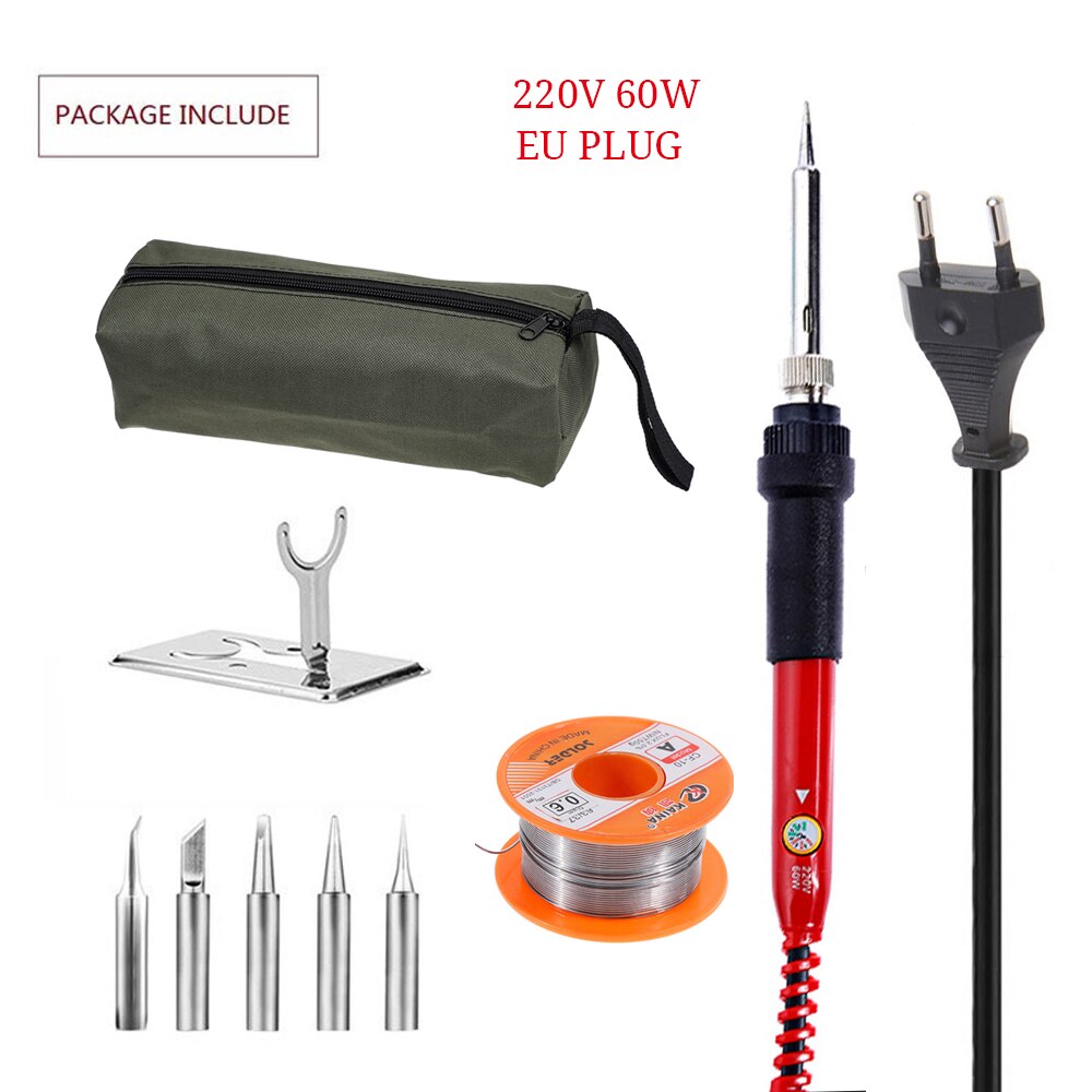 Digital Electric Soldering Iron Kit Welding Tools 110V 220V 60W 80W Ceramic Heat Temperature Adjustable Solder Iron Rework