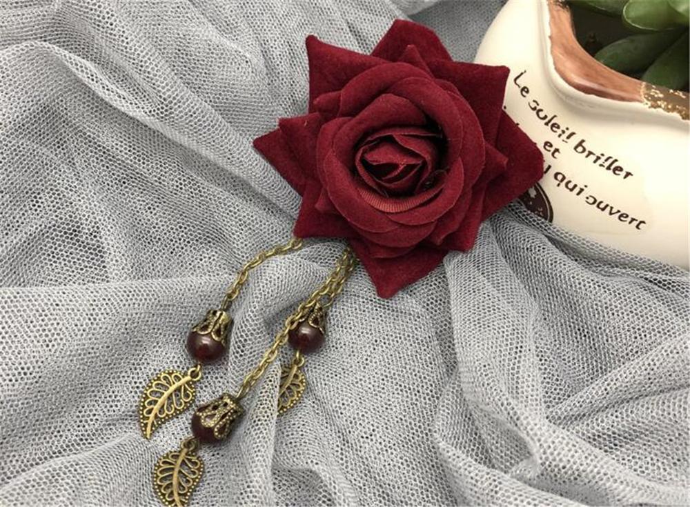 Boucles d'oreilles Lolita fleur Rose gothique fait à la main, joli gland décontracté élégance rétro, boucles d'oreilles B770: brooch