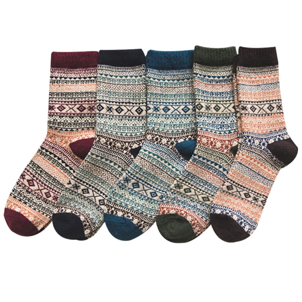 5 par genanvendelige etniske komfortable holdbare varme lette uldsokker sokker sprots sokker mænd borfriends mand: Default Title