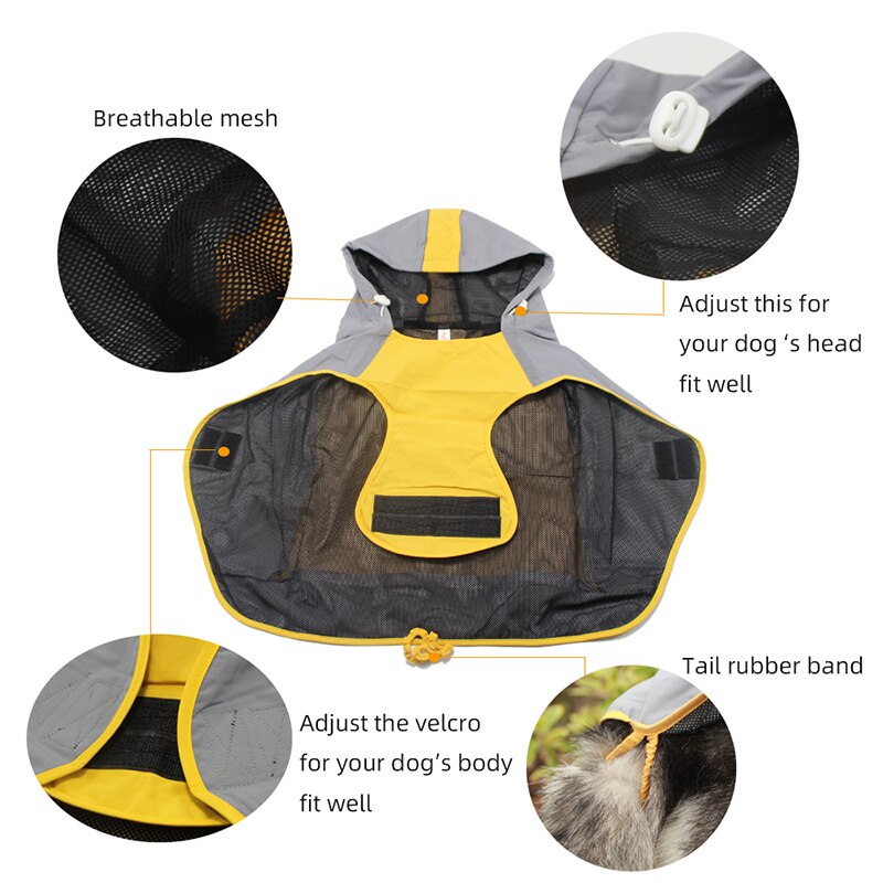SHUANGMAO Pet Dog RainCoat Waterproof Reflective Dog Clothes Jumpsuit Rain Coat for Husky Dogs Labrador Golden Retriever Jacket