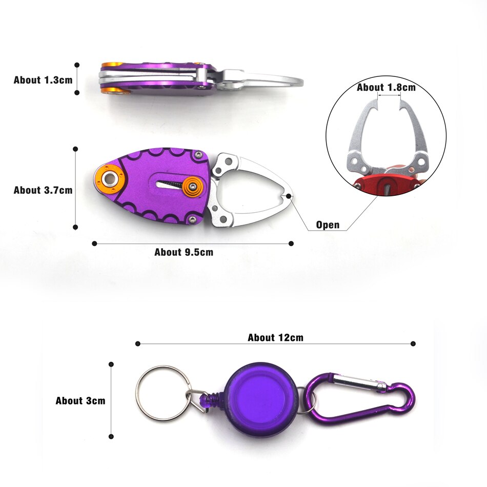 Mnft 1 set compacte mini draagbare vislipgrip met zingers retractor visgereedschap clip