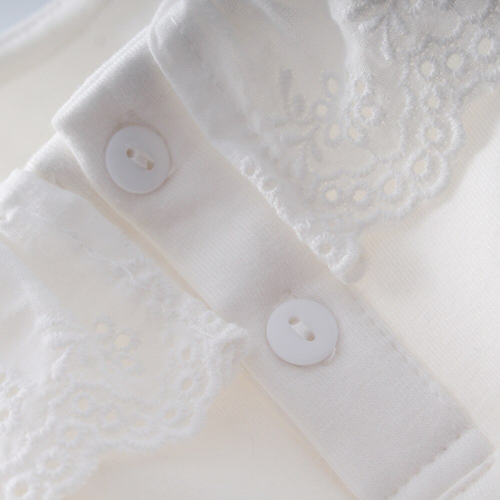 Spring Autumn lace collar flare sleeve T shirts for baby girls pure cotton letters printed Tees