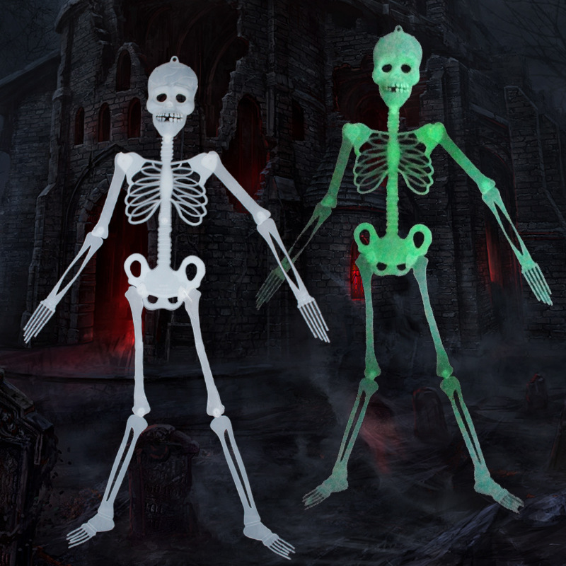 1Pc Horror Noctilucous Skelet Halloween Decoratie Spookhuis Rekwisieten Grappig Speelgoed Menselijk Skelet Hanger