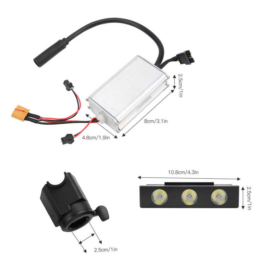 E-Scooter Controller Set Electric Scooter 36V 350W Controller Throttle Display Panel Headlight for KUGOO 8in Electric Scooter