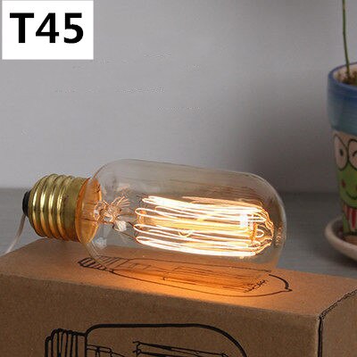 Modern minimalistisk edisone 27 220v volfram glödlampa retro varm ljus konst dekoration glödlampa klassisk belysning glödlampa: T45