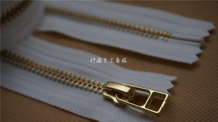 YKK zipper 5 metal gold copper closed 15-50cm white clothing pocket bag