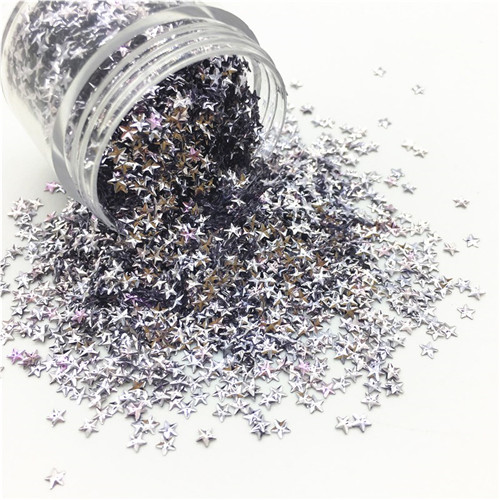 10G Stereoscopische Vijf Hoek Ster Pailletten Fadeless 3 Mm Eo-Vriendelijke Huisdier Sequin Gezicht Make-Up En Nail Art diy Manicure Accessorries: Silver pink