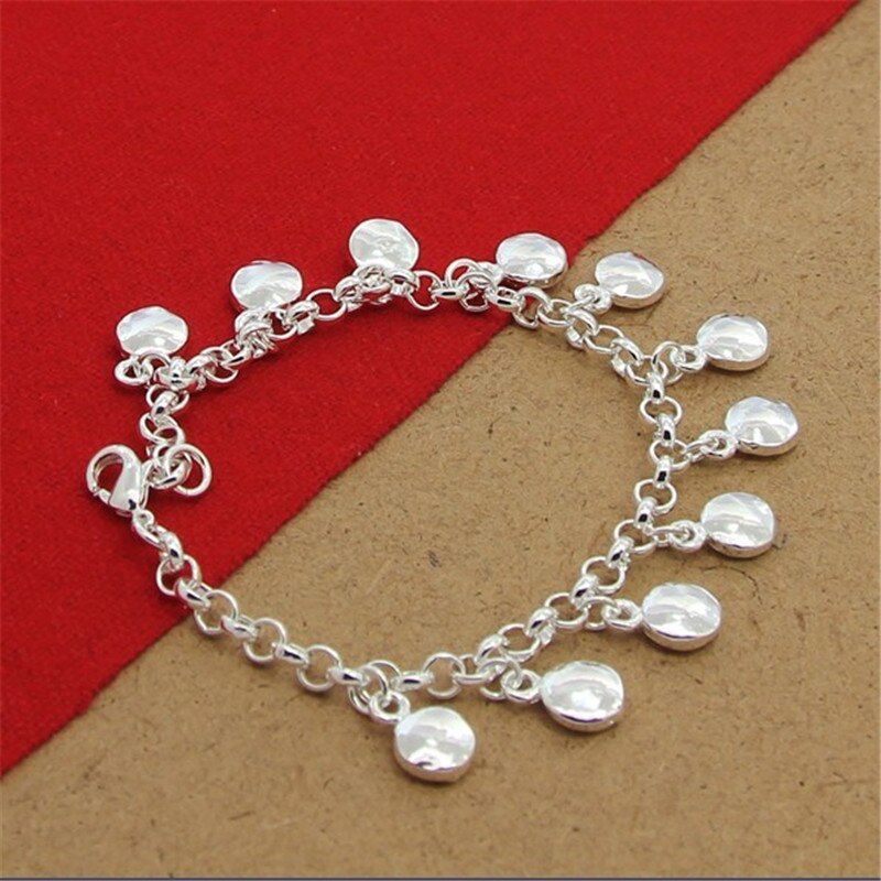 925 Sterling Zilver Hand Multi Hanger Ronde Platte Hanger Armband Voor Vrouwen Party Charm Jewelry