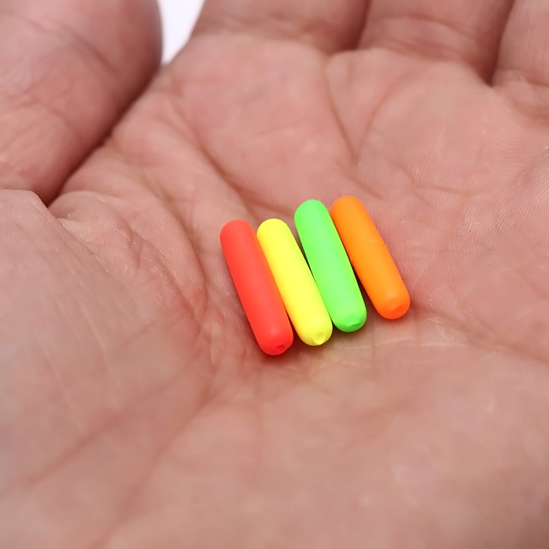 10pcs Small Foam Cylinder Rig Float Fishing Float Tip Visual Beans Red Orange Yellow Green Stops Terminal Accessories