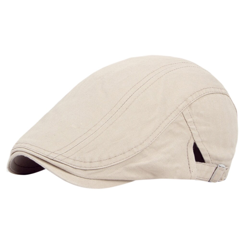 Boina clásica de algodón estilo occidental para hombre, gorro de vendedor de periódicos, estilo británico, clásico, Vintage, Color sólido, para Otoño e Invierno: A